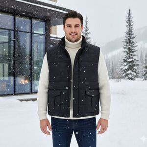 Todd Smith Men's Black Quilted Down Vest Size XXL